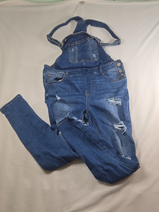 Enjean Denim - Distressed Blue Denim Women’s Overalls with Adjustable Straps